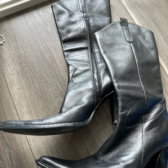 Lavorazione Artigiana Black Leather Women's Boots Made in Italy 38 - Picture 6 of 12